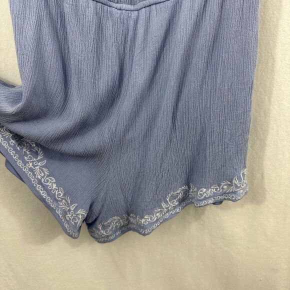 Francescas Blue Rain Blue Embroidered Off Shoulder Romper Womens Size M Boho - Picture 11 of 11